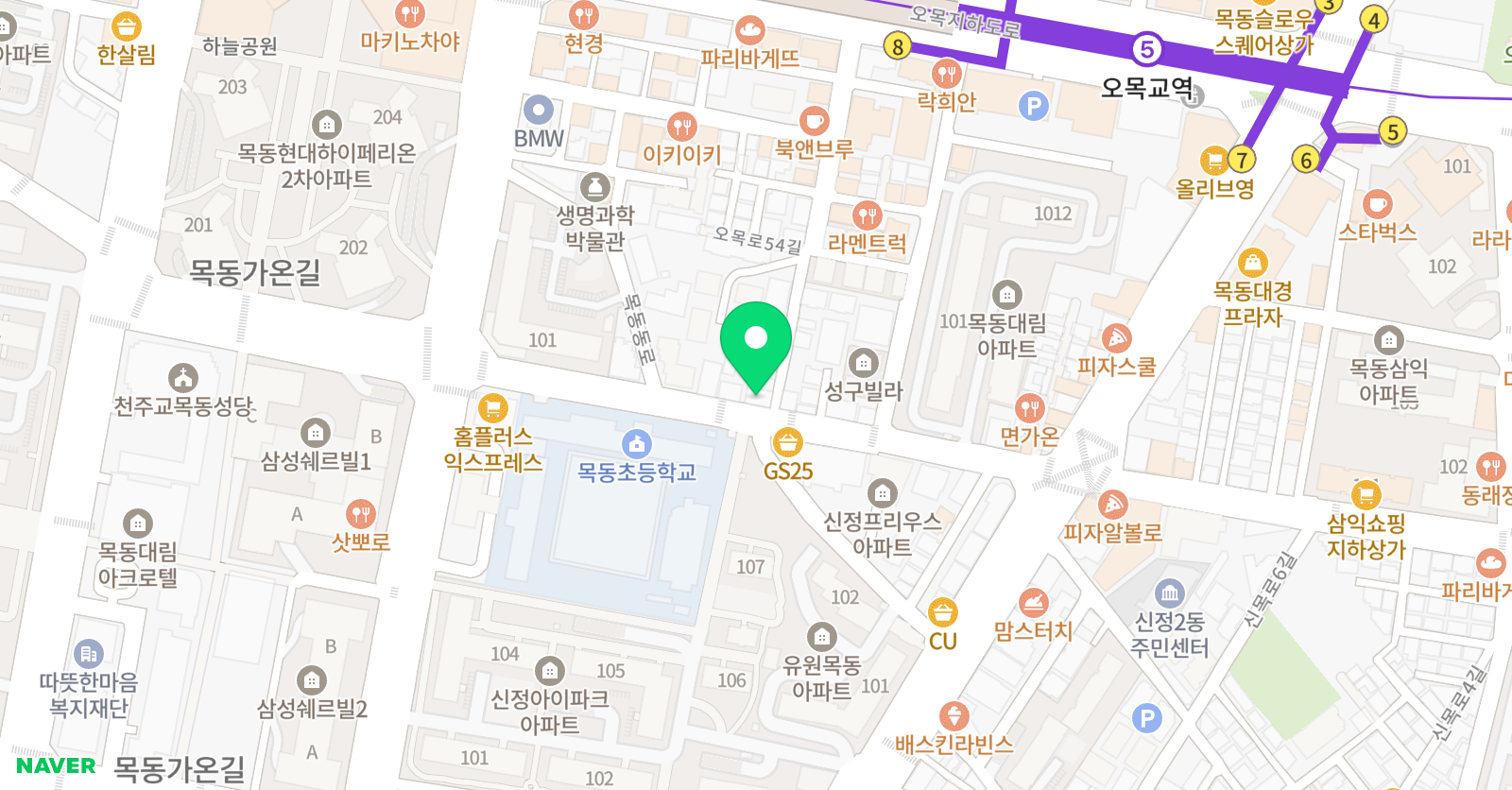 한양대박사비룡 태권도 목1동점 위치
