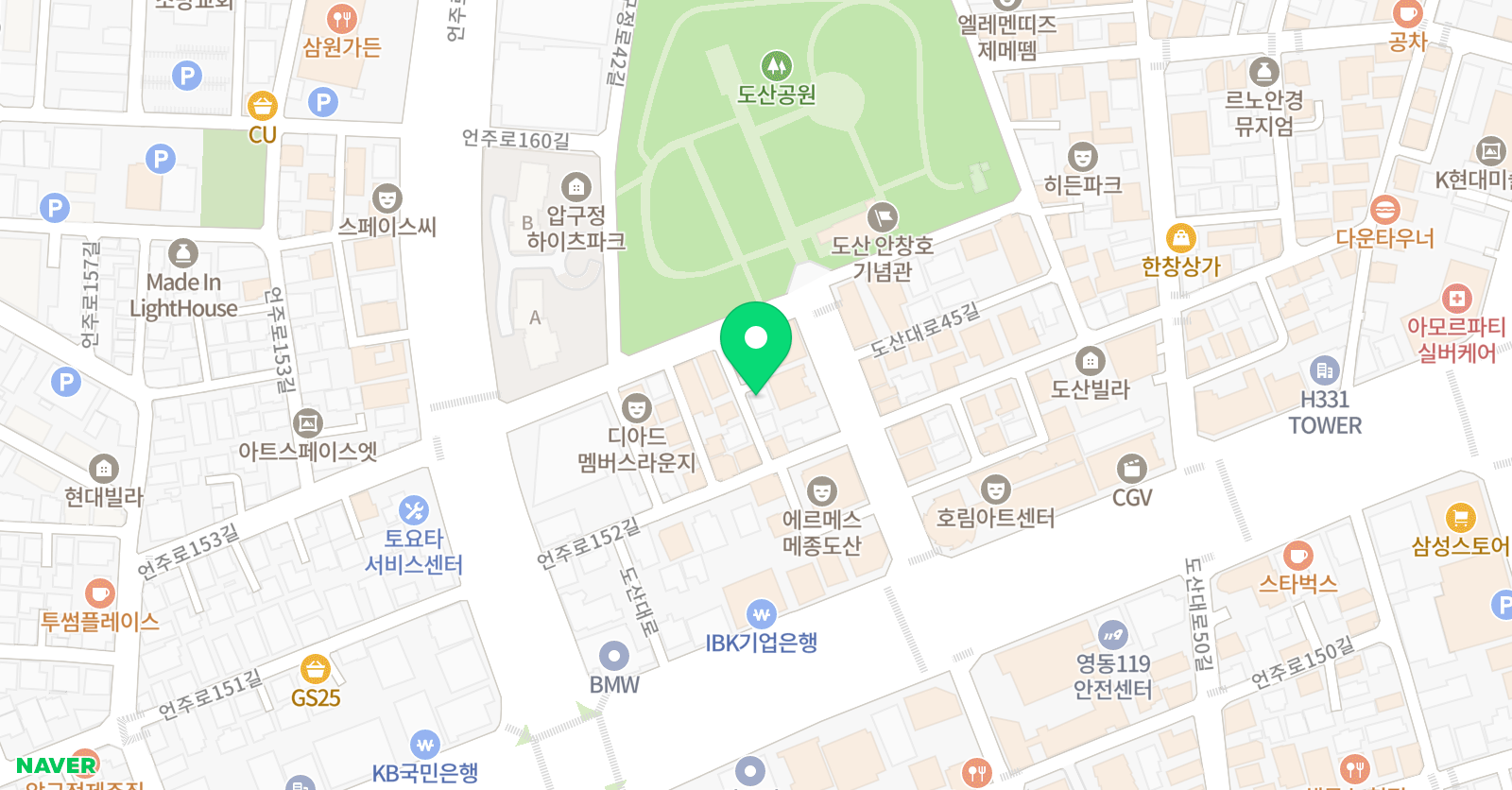 쥬트 도산공원 아뜰리에 위치