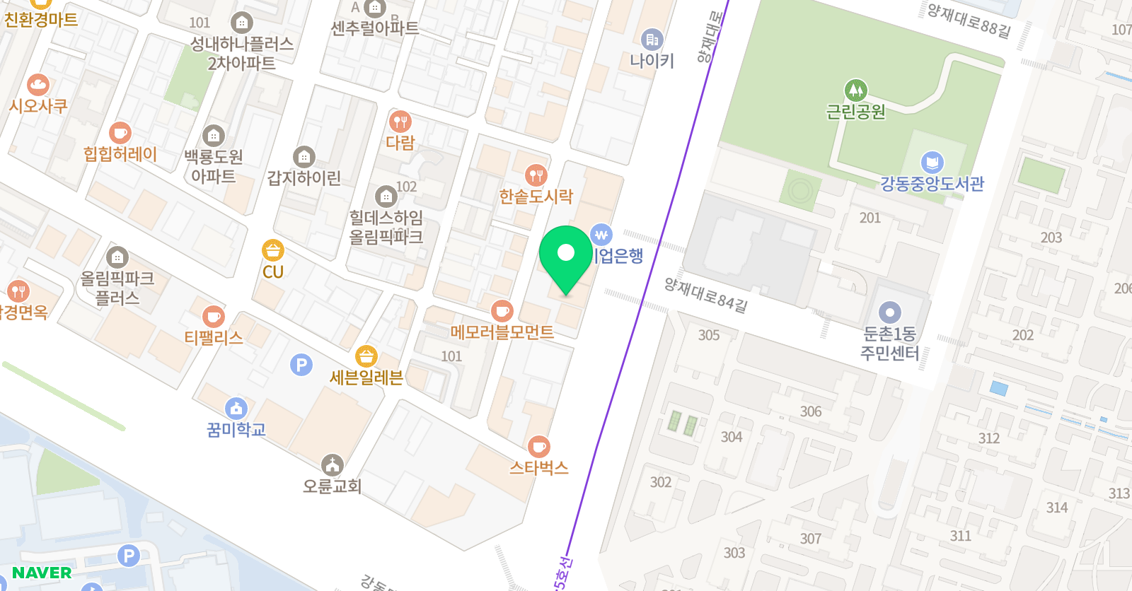 센클 영어도서관 올림픽파크포레온학원 위치