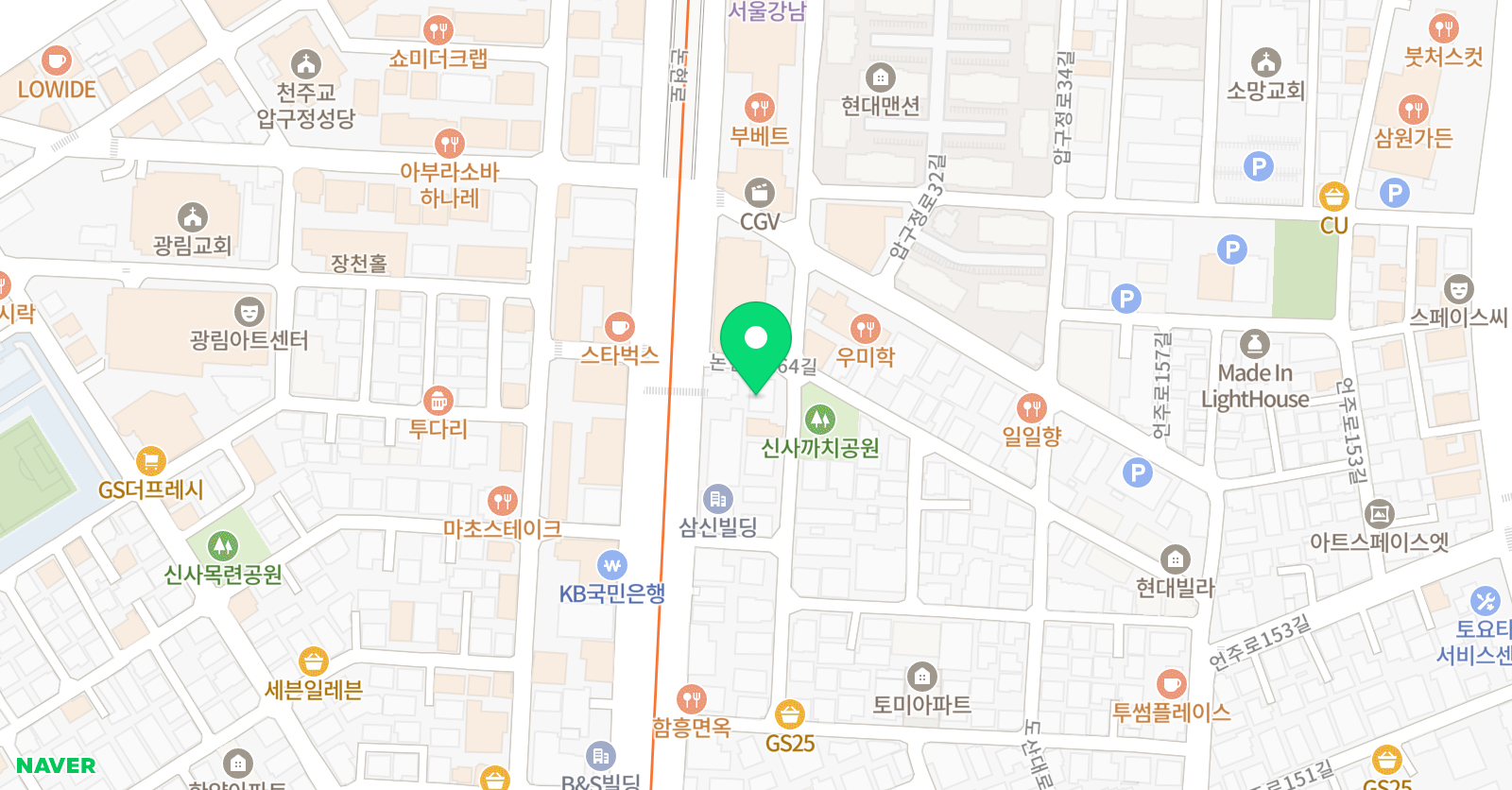 압구정더댄스 댄스학원 위치