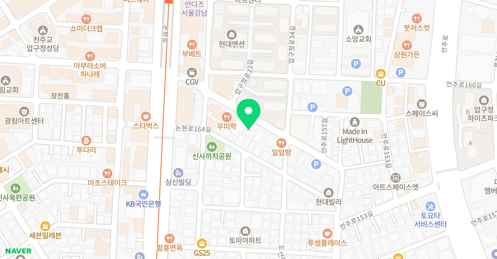 압구정 국어논술전문학원 중등관 위치