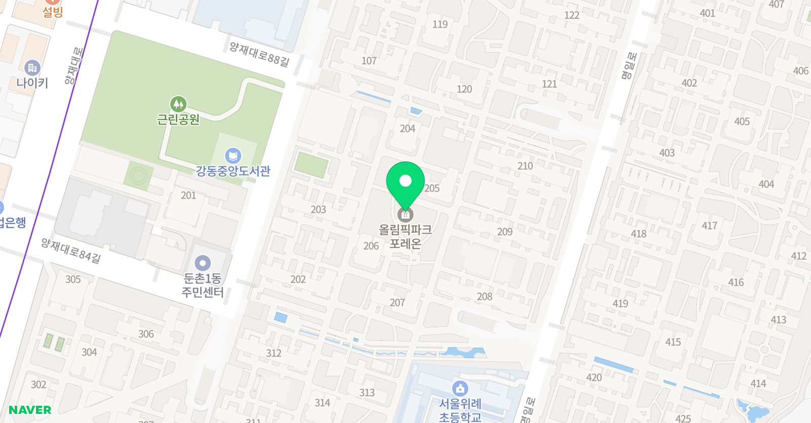 링키 영어 올림픽파크포레온3단지 위치