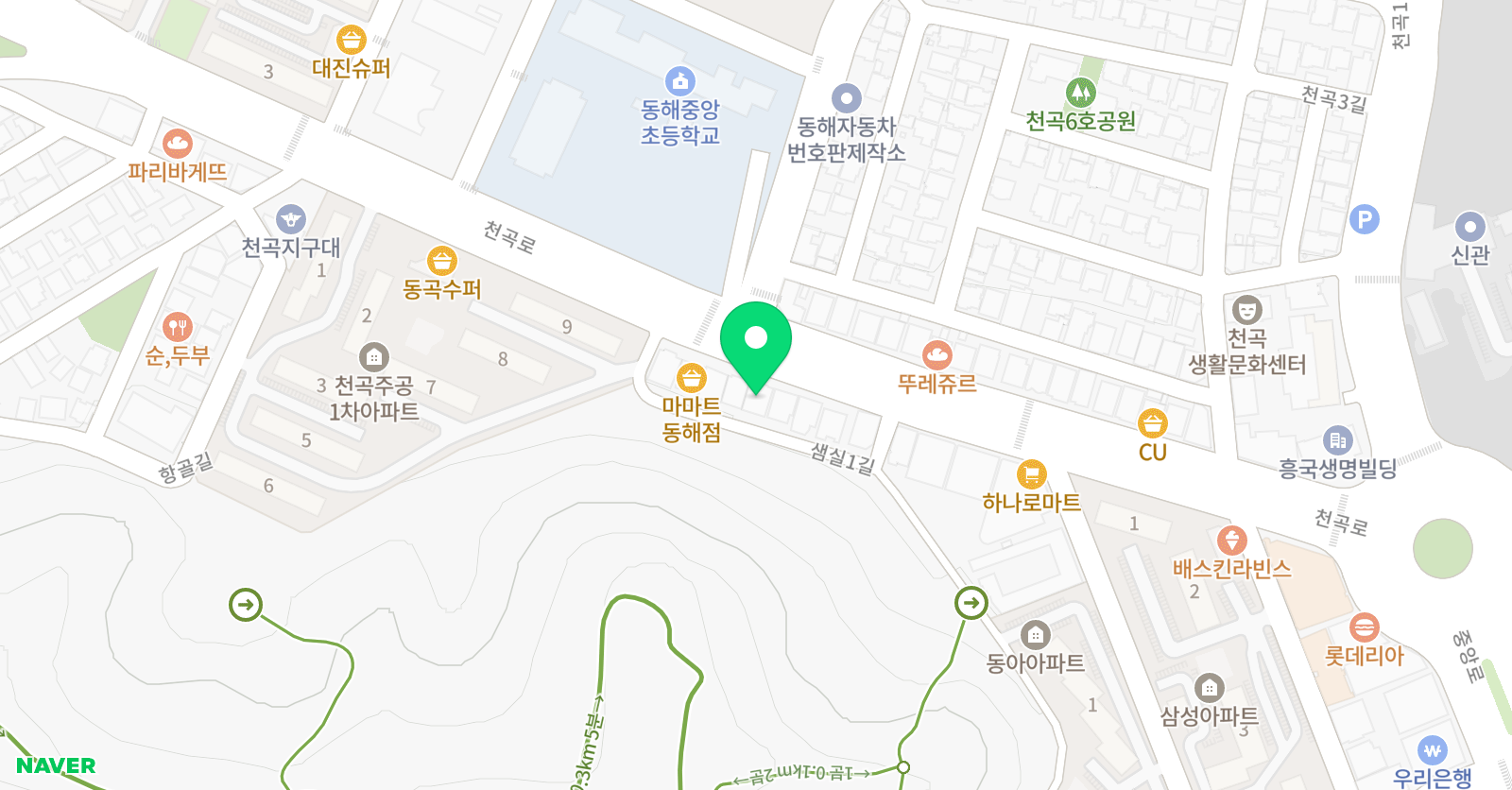 책나무 동해천곡 독서학원 위치