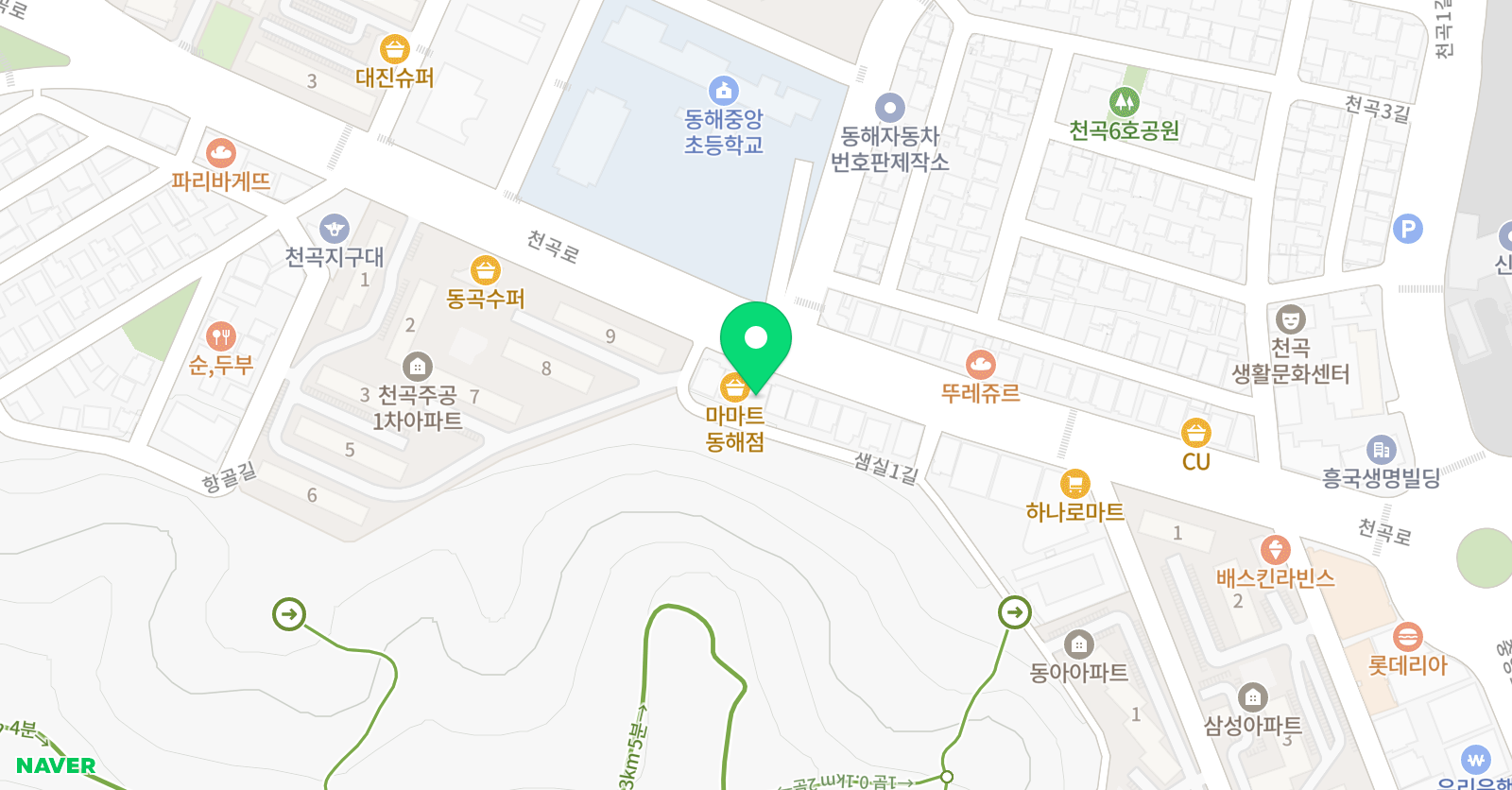 홈런 스마트클래스 학원 동해중앙초점 위치