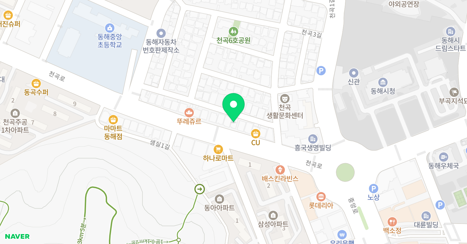 YBM잉글루 동해천곡 제1캠퍼스 위치