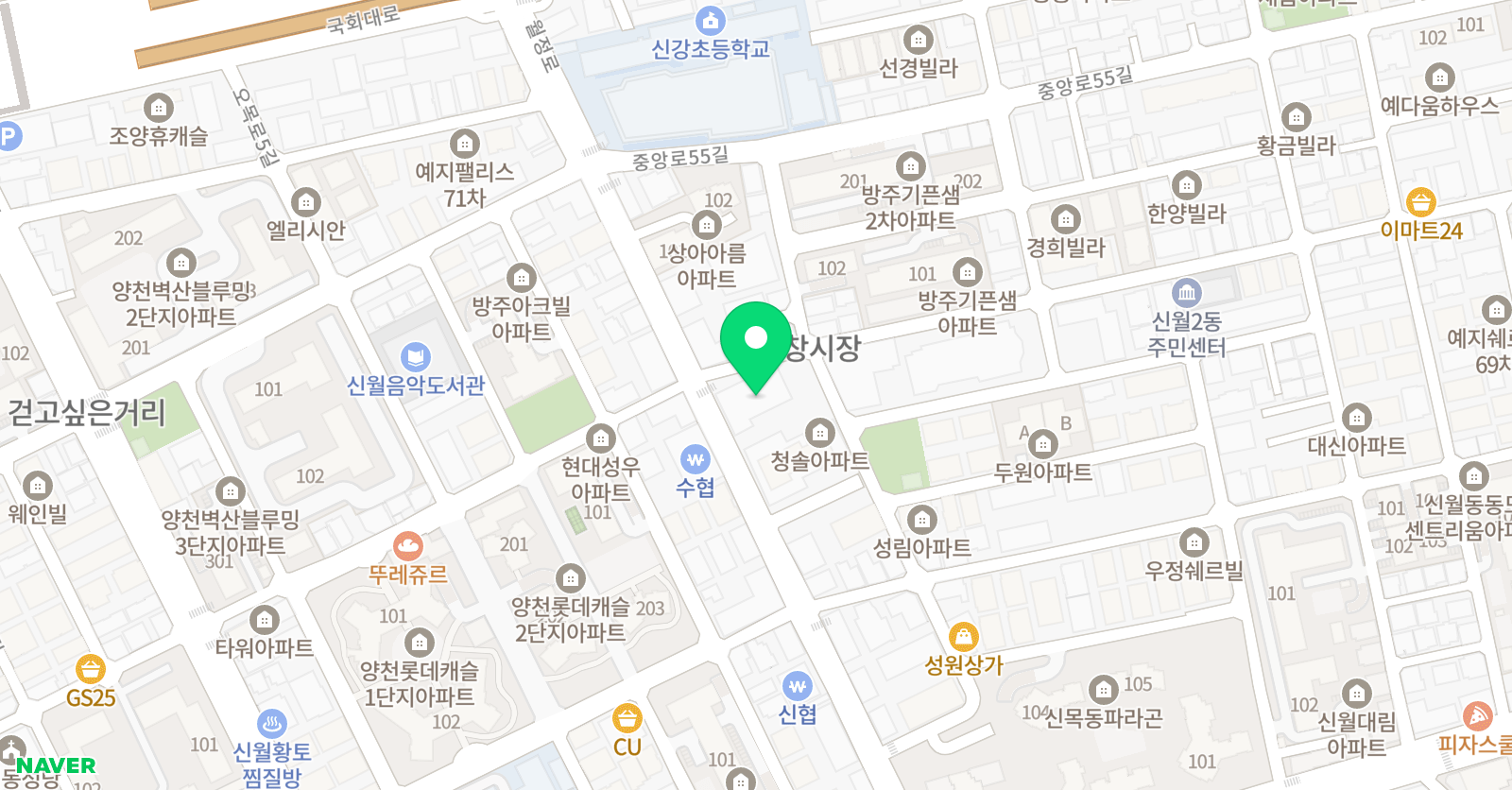 강월지앤비 학원 위치