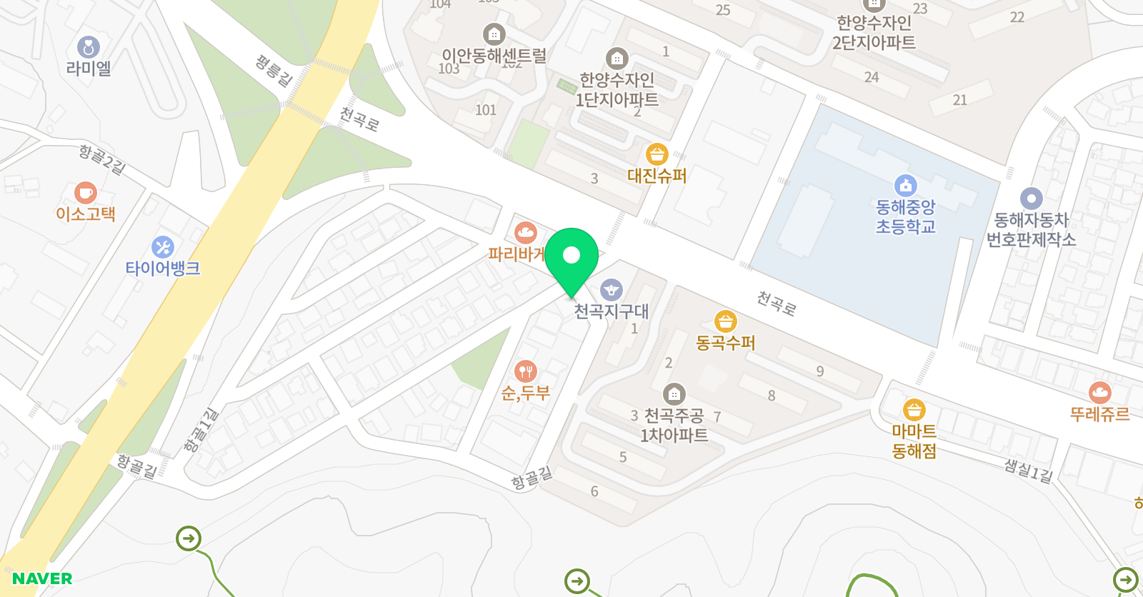 GnB 어학원 동해천곡캠퍼스 위치