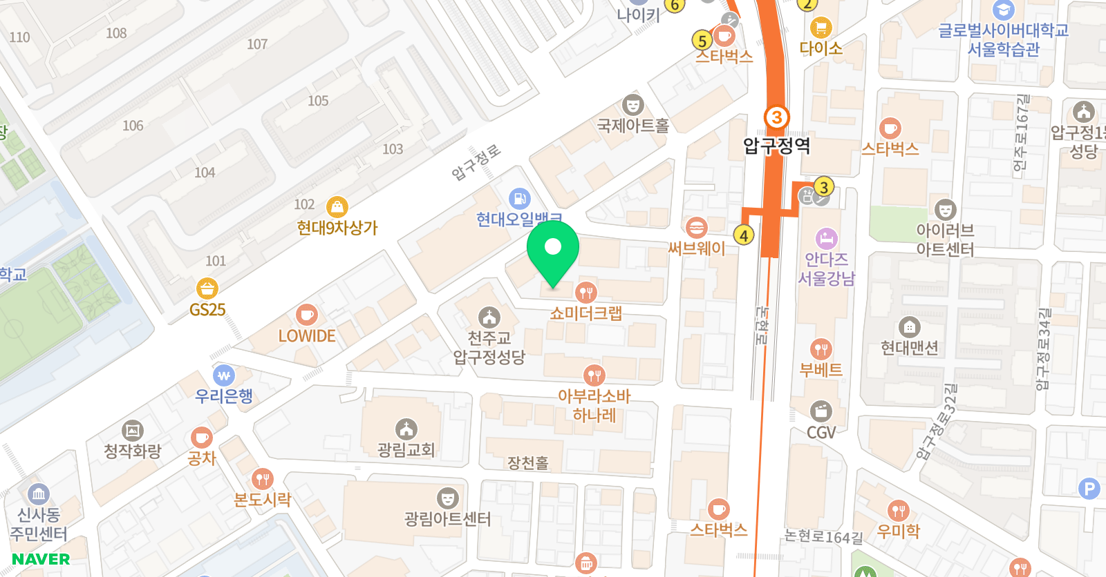 이지댄스 압구정점 위치