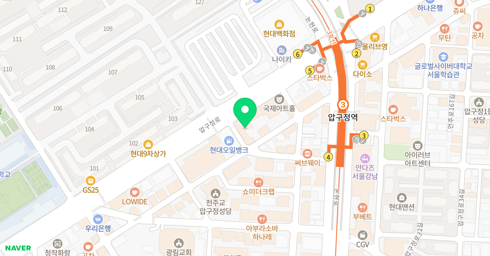 플라잉요가 인뉴욕 압구정본점 위치