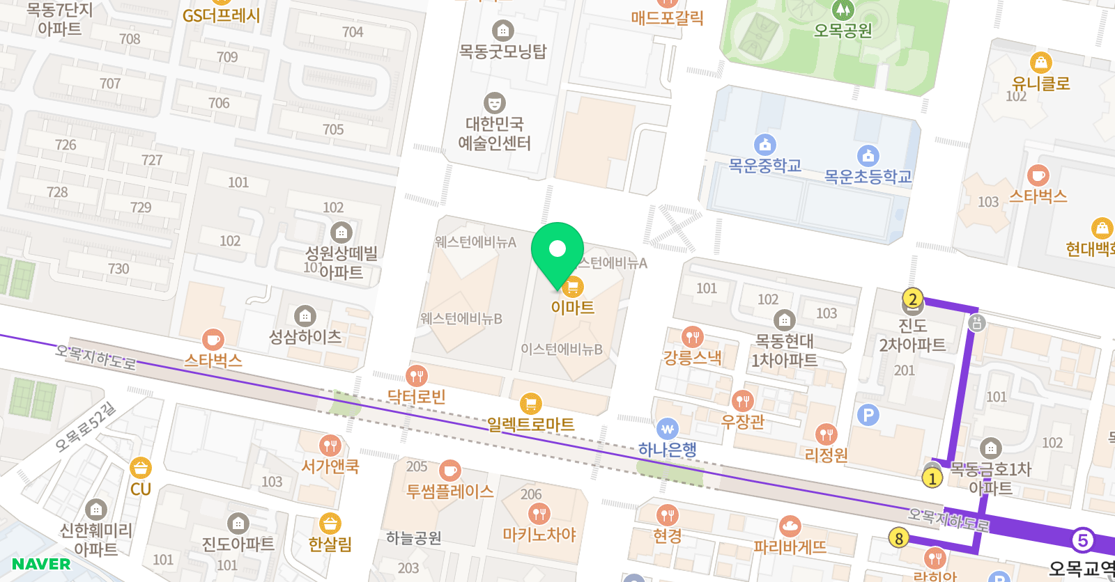 갈무리 학원 오목관 위치