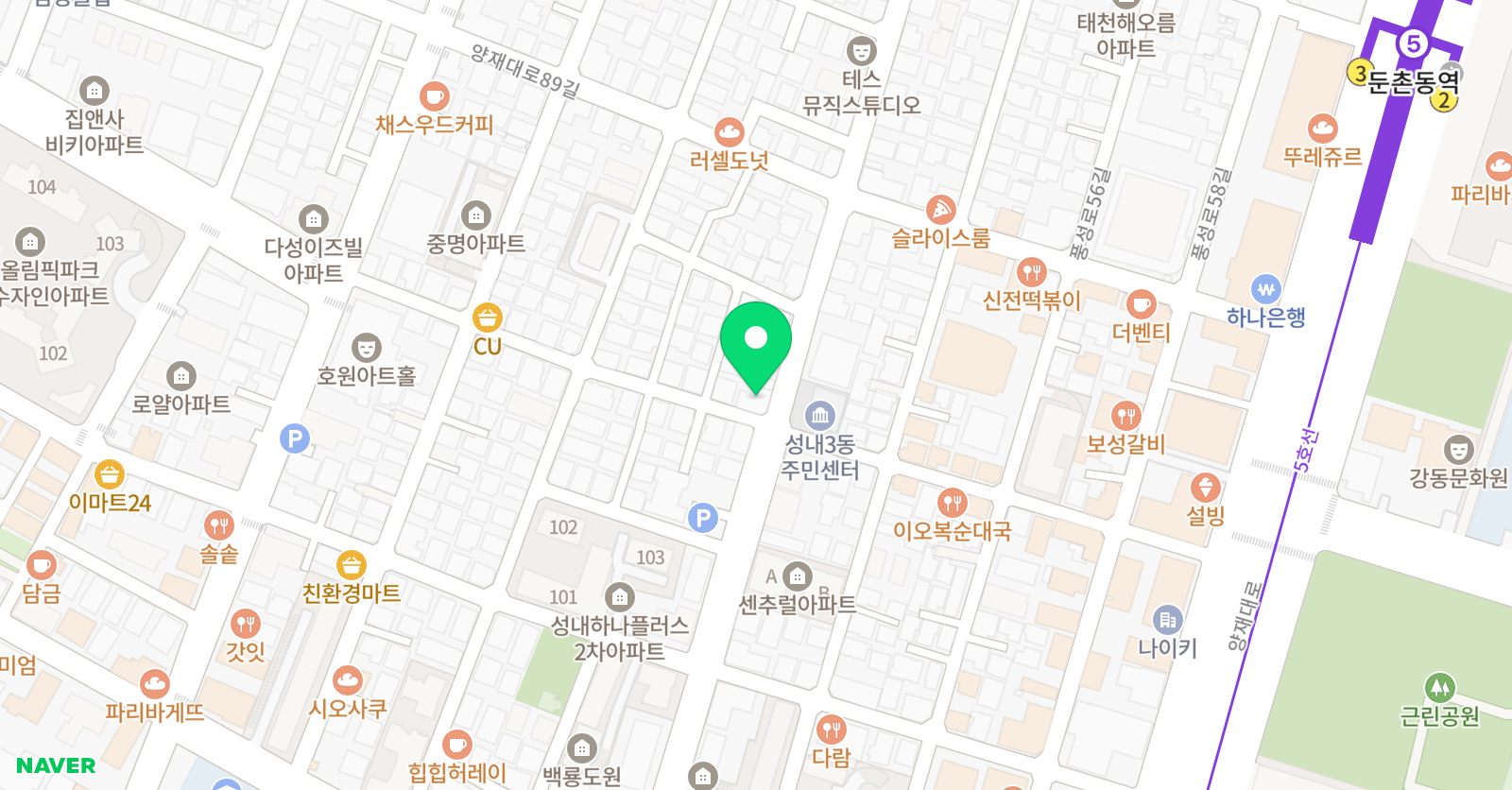 팡팡 태권도장 강동점 위치