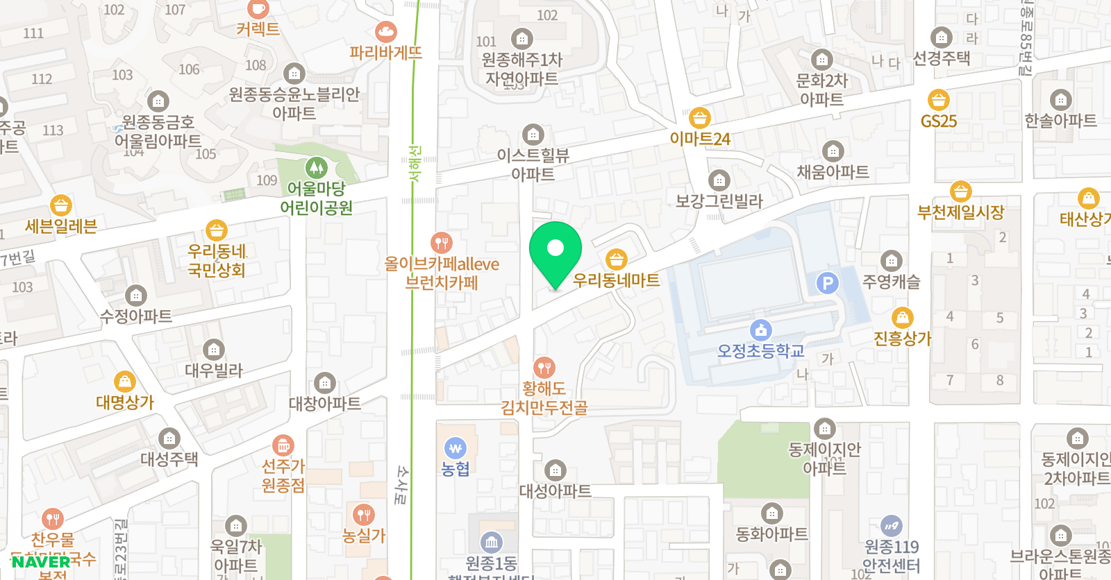 오정초 수학영어주산학원 위치