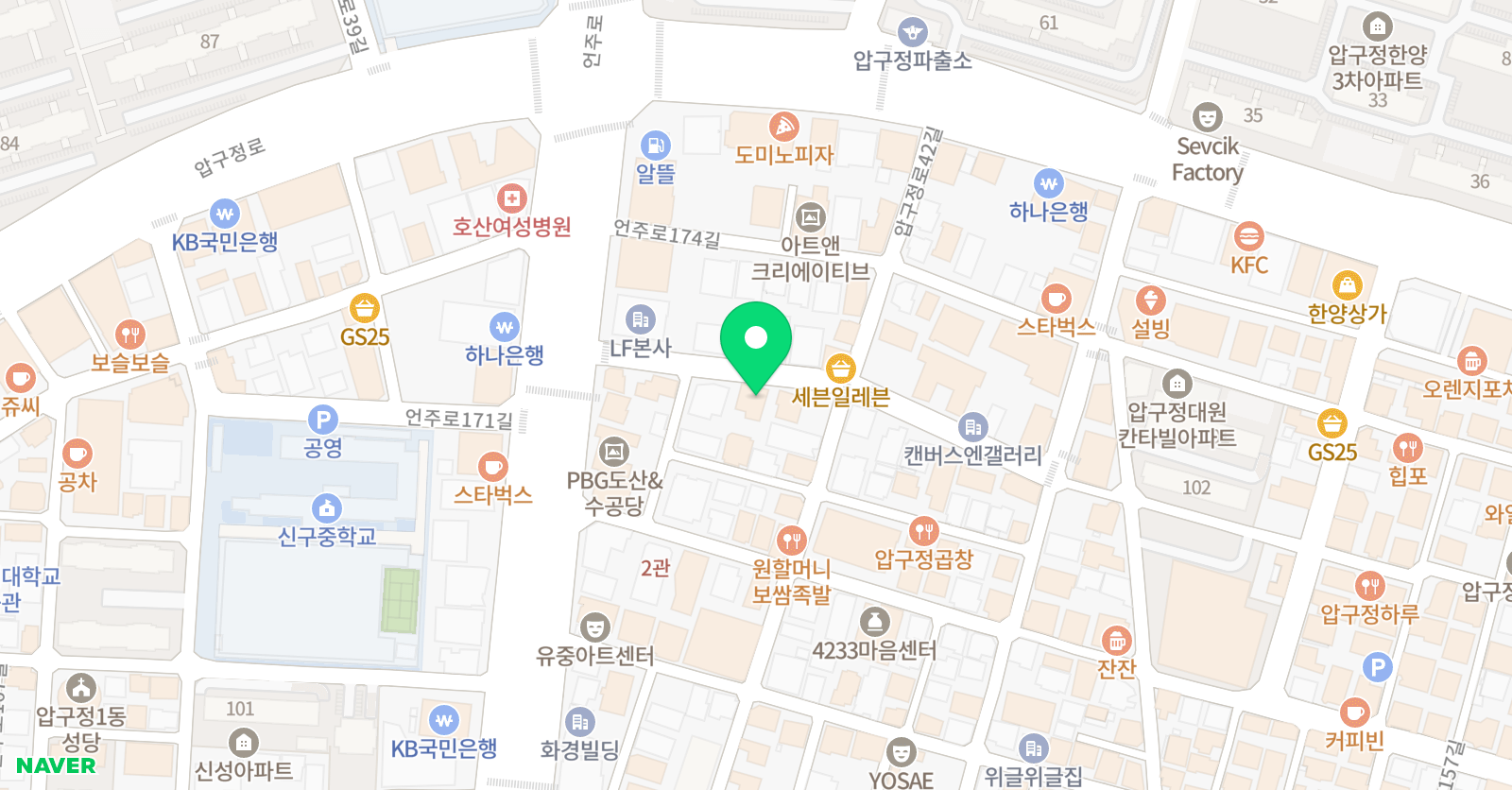 압구정 뮤직아카데미 학원 위치