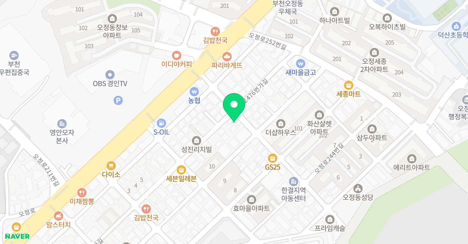 푸르넷 공부방 부천오정점 위치