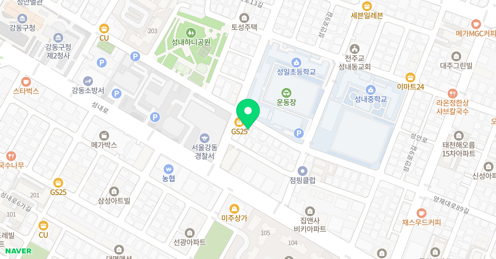 스마트해법 수학 학원 강동성일초교점 위치