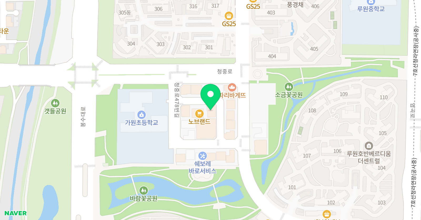 발레비솔르 무용학원 루원청라 위치