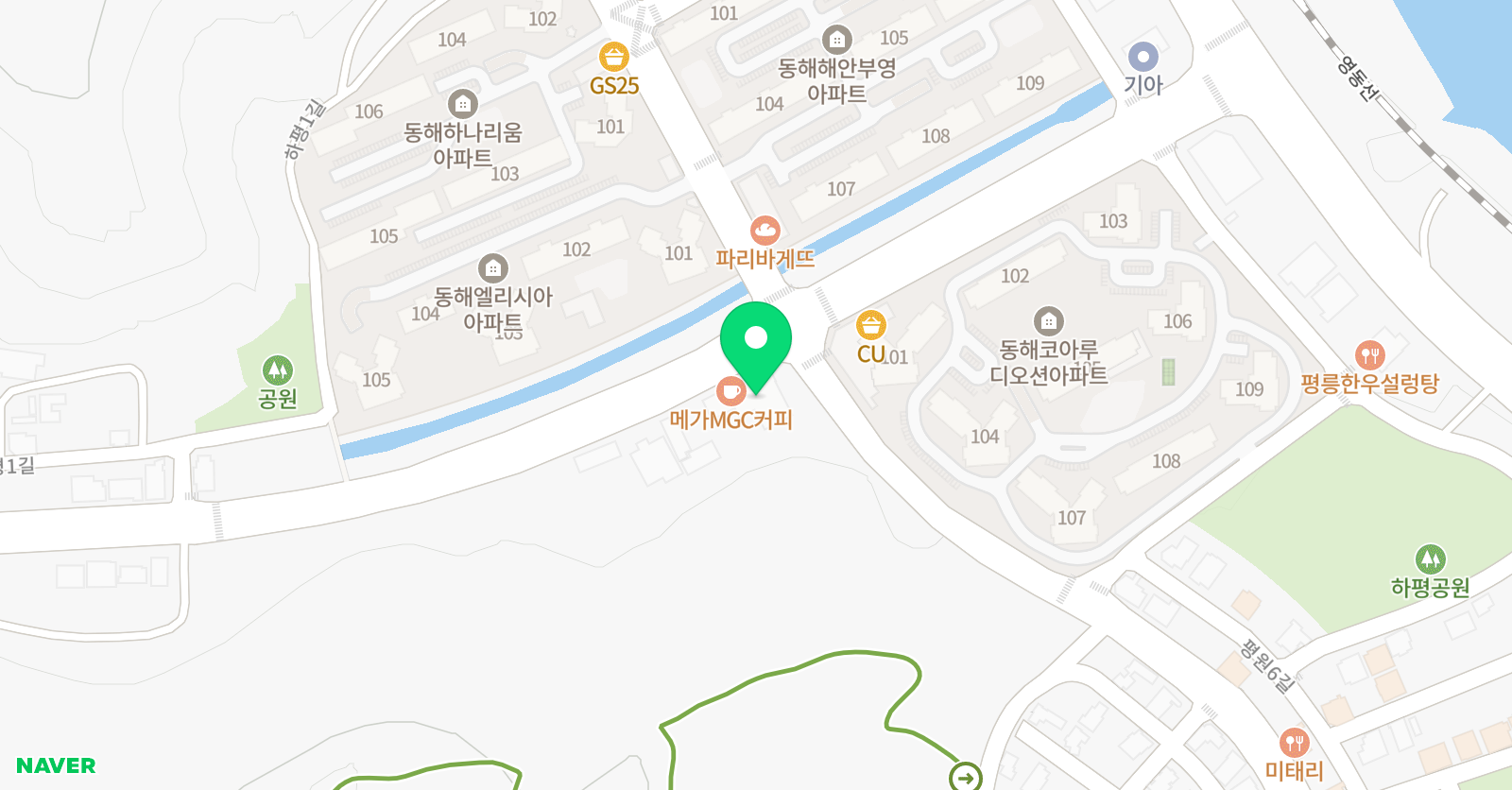 상무 태권도장 동해본관 위치