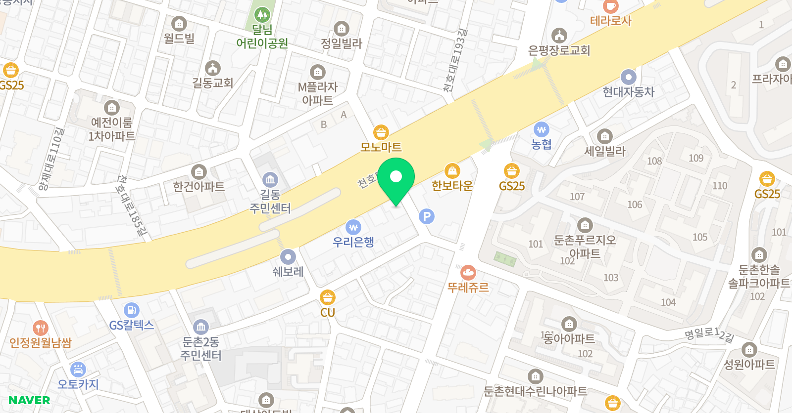 종로GMS에듀 국어수학영어학원 둔촌동점 위치