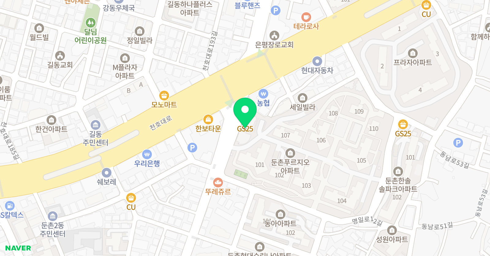아트앤하트 미술교습소 둔촌푸르지오 위치