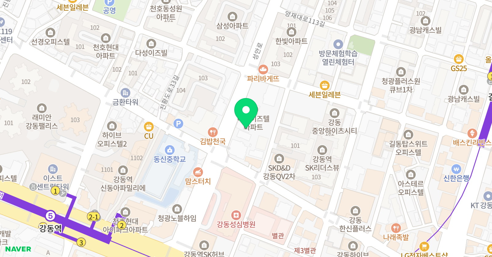 EiE 고려대 어학원 강동천동캠퍼스 위치