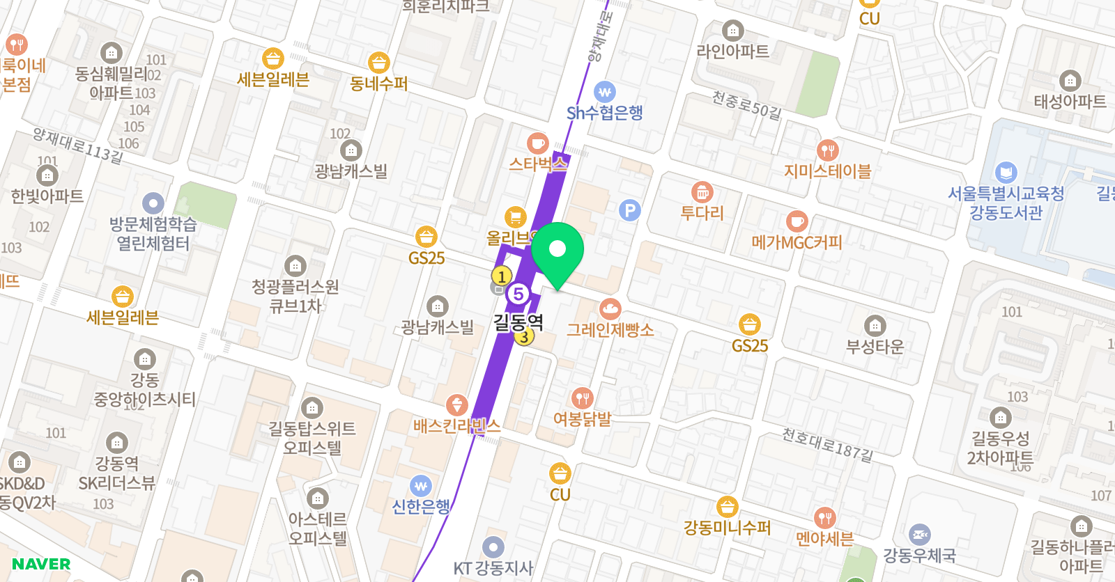 천년의미소 미술학원 강동캠퍼스 위치