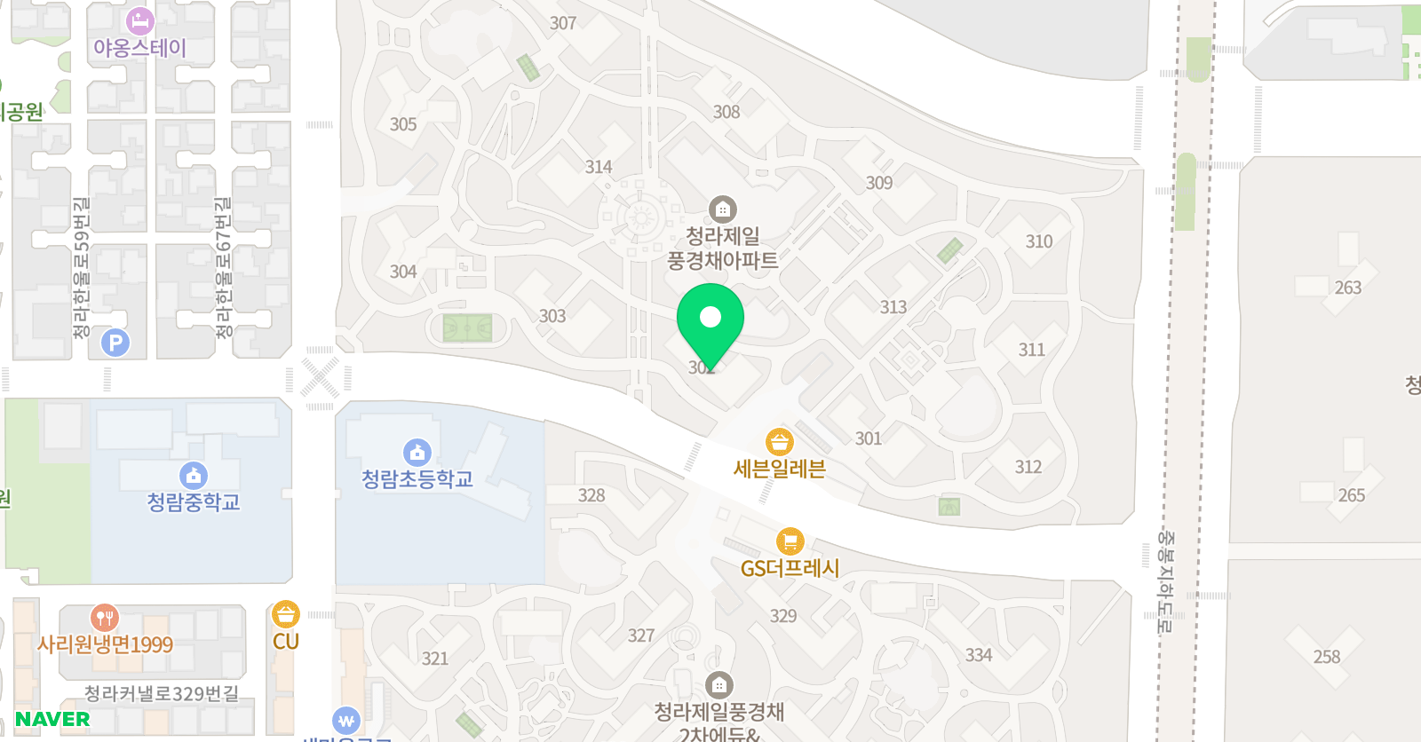 아소비 인천청라풍경채1차 점 위치