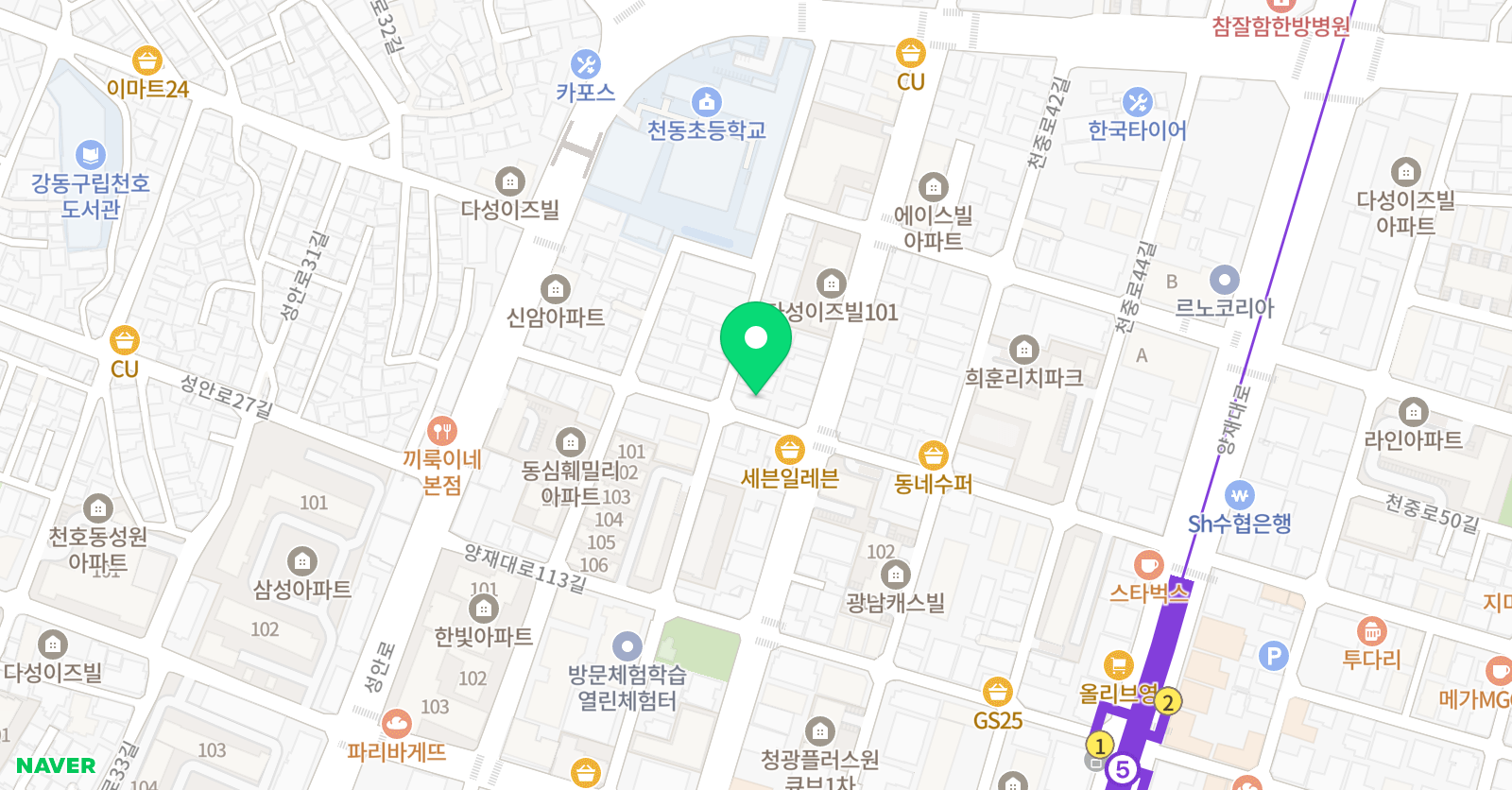 씽크앤아트 미술교습소 천동초점 위치