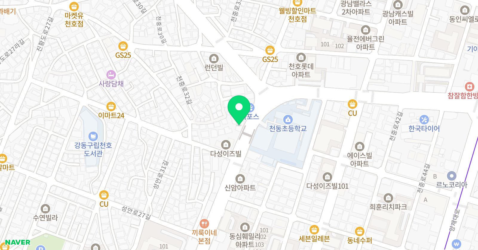 강동 하늘소리 음악학원 위치