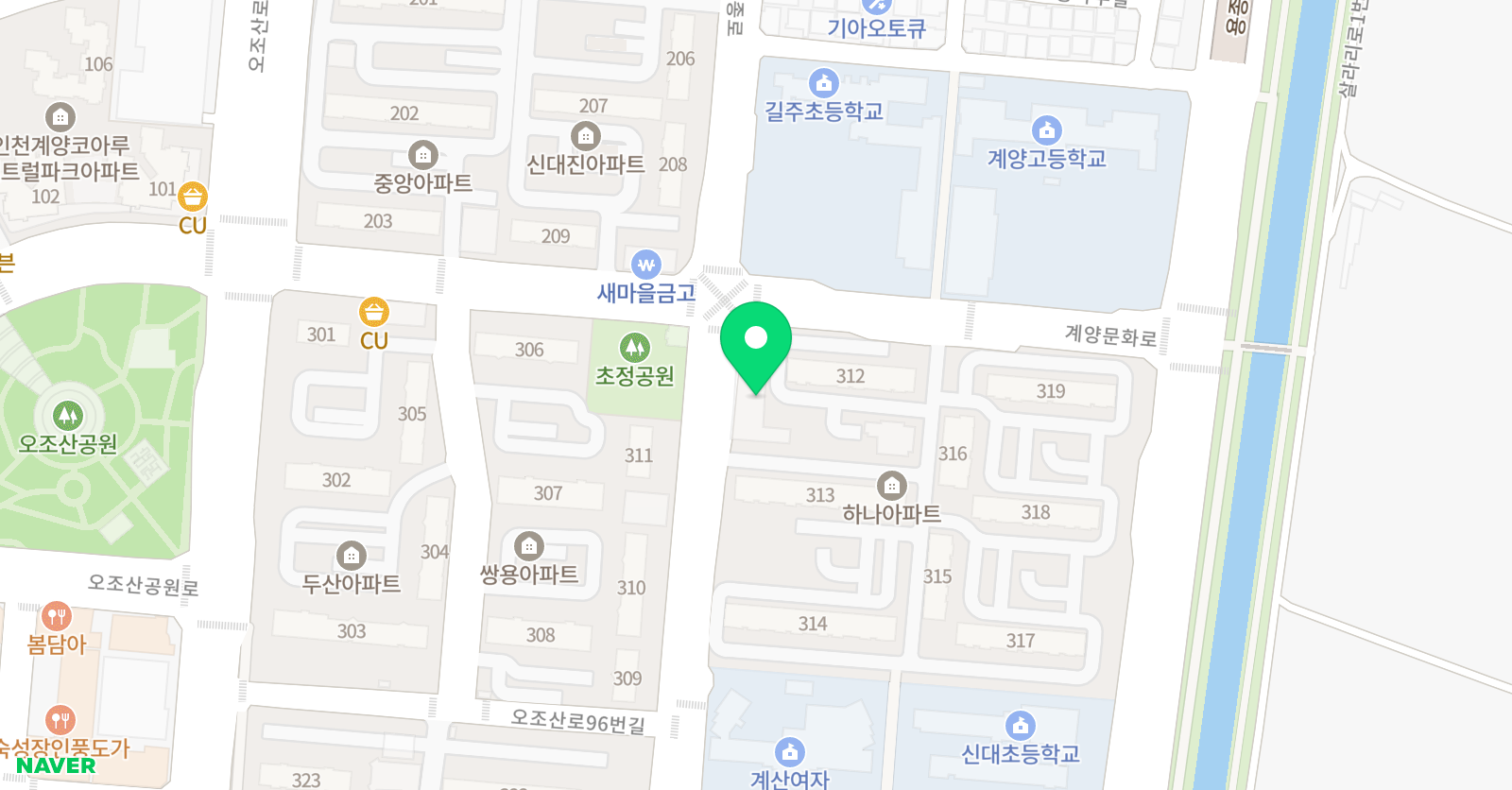 뮤엠 영어 초정마을점 위치