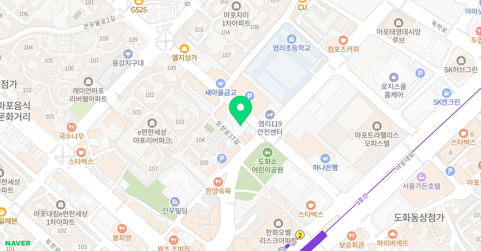 정이조주니어 영어학원 마포캠퍼스 위치