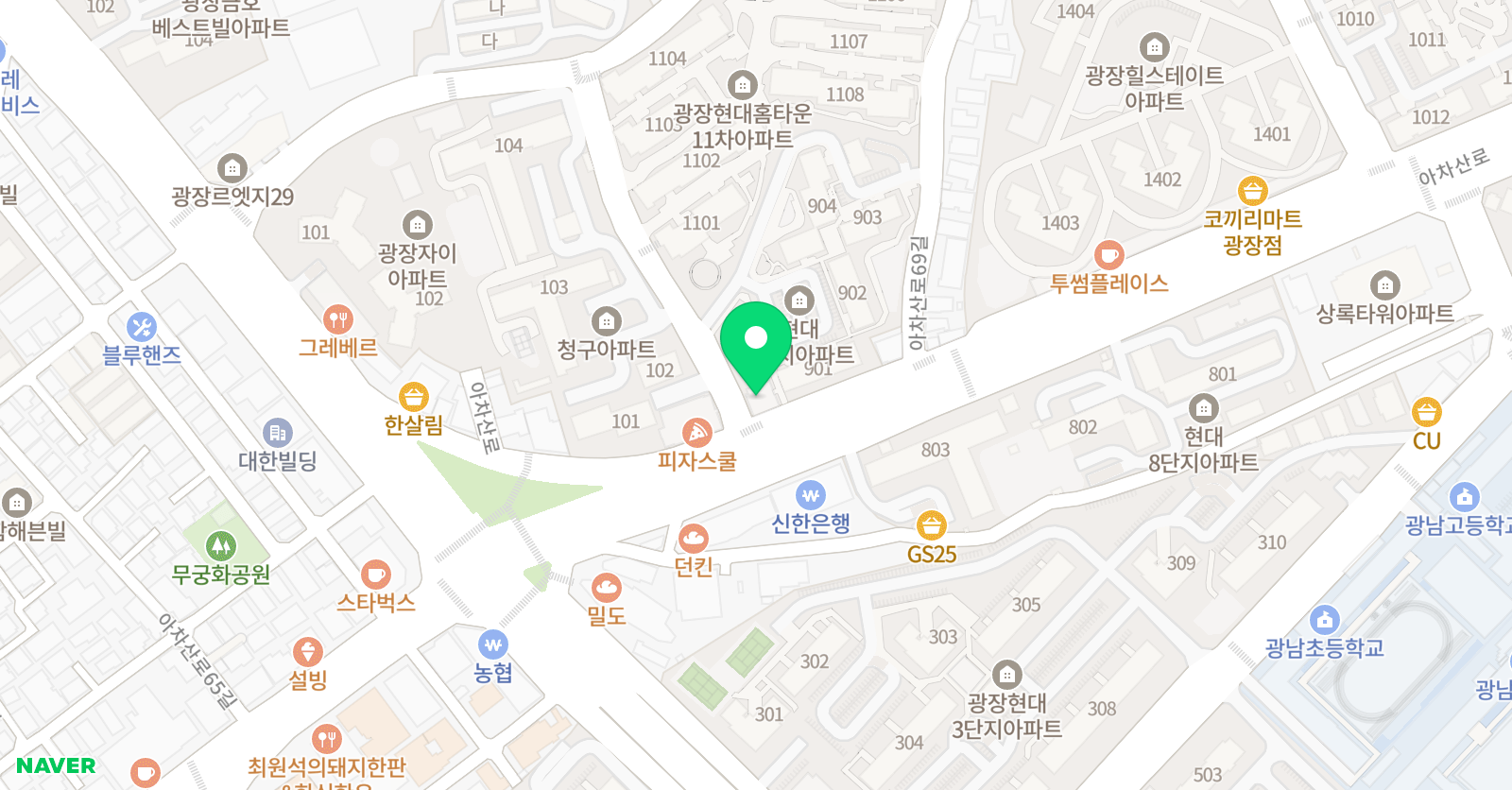 광장정훈 태권도 위치