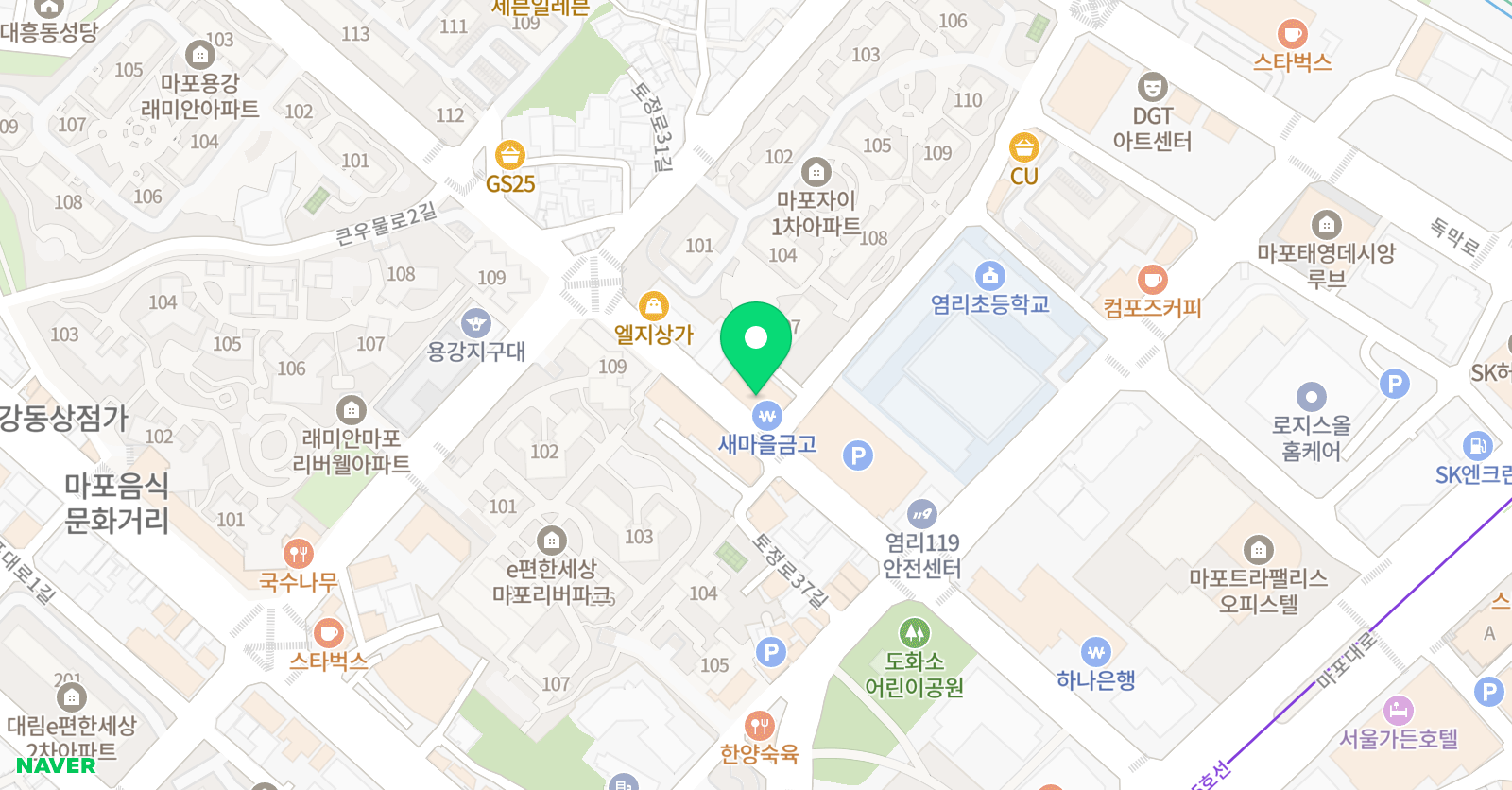 뮤스토리 미술학원 마포본원 위치