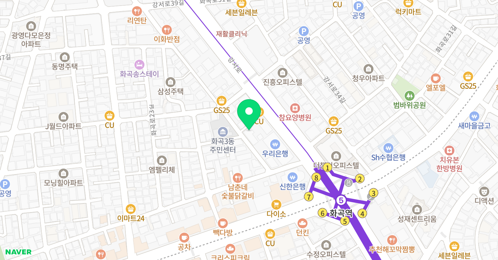 온뮤직 보컬댄스실용음악학원 강서 위치