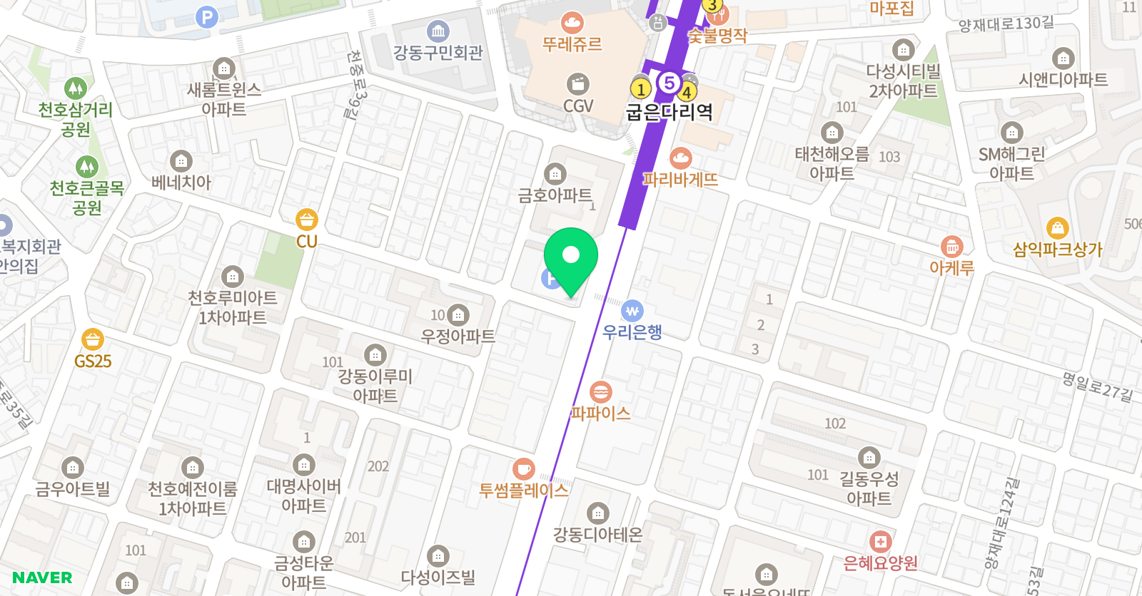 폴리 어학원 강동캠퍼스 위치