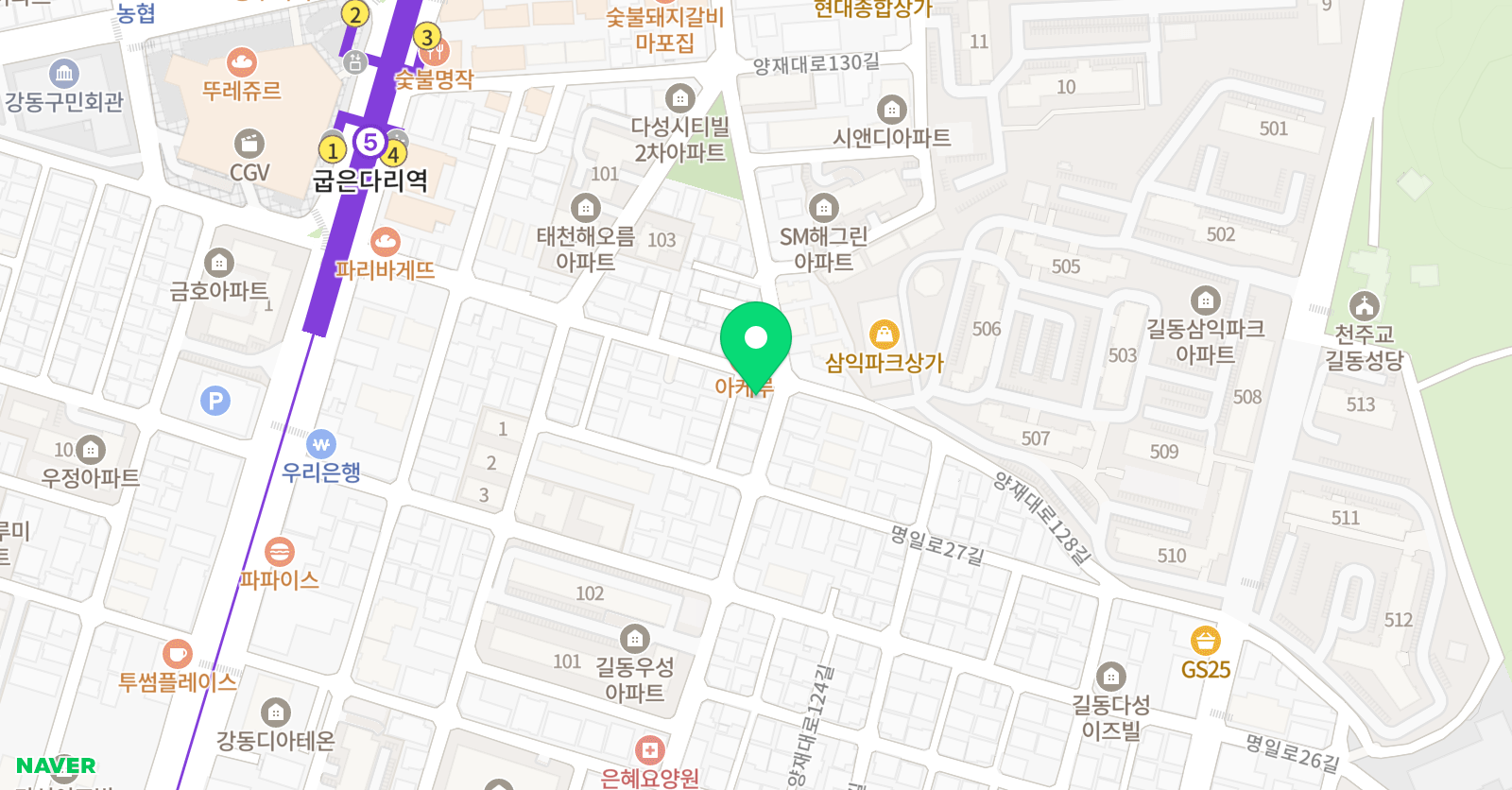 빨간펜 수학의달인 길동삼익파크점 위치