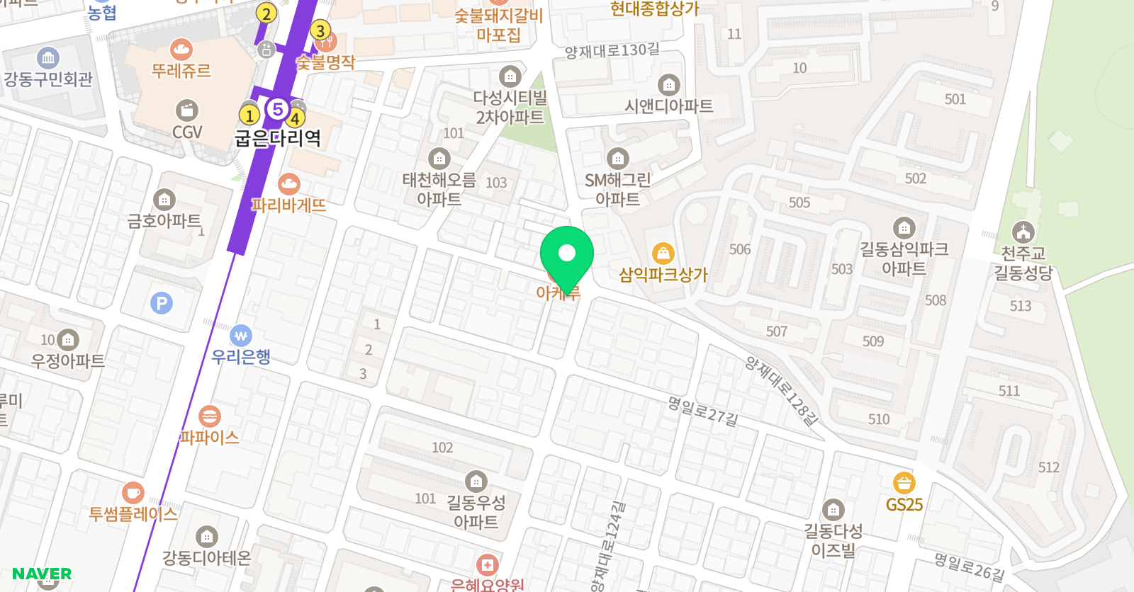 YBM잉글루 영어 수학의달인 길동삼익파크점 위치