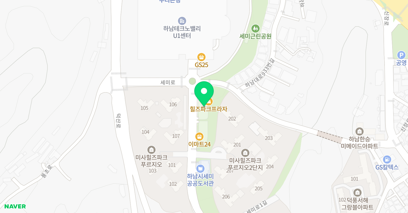 책통클럽 국어학원 미사힐즈파크 위치