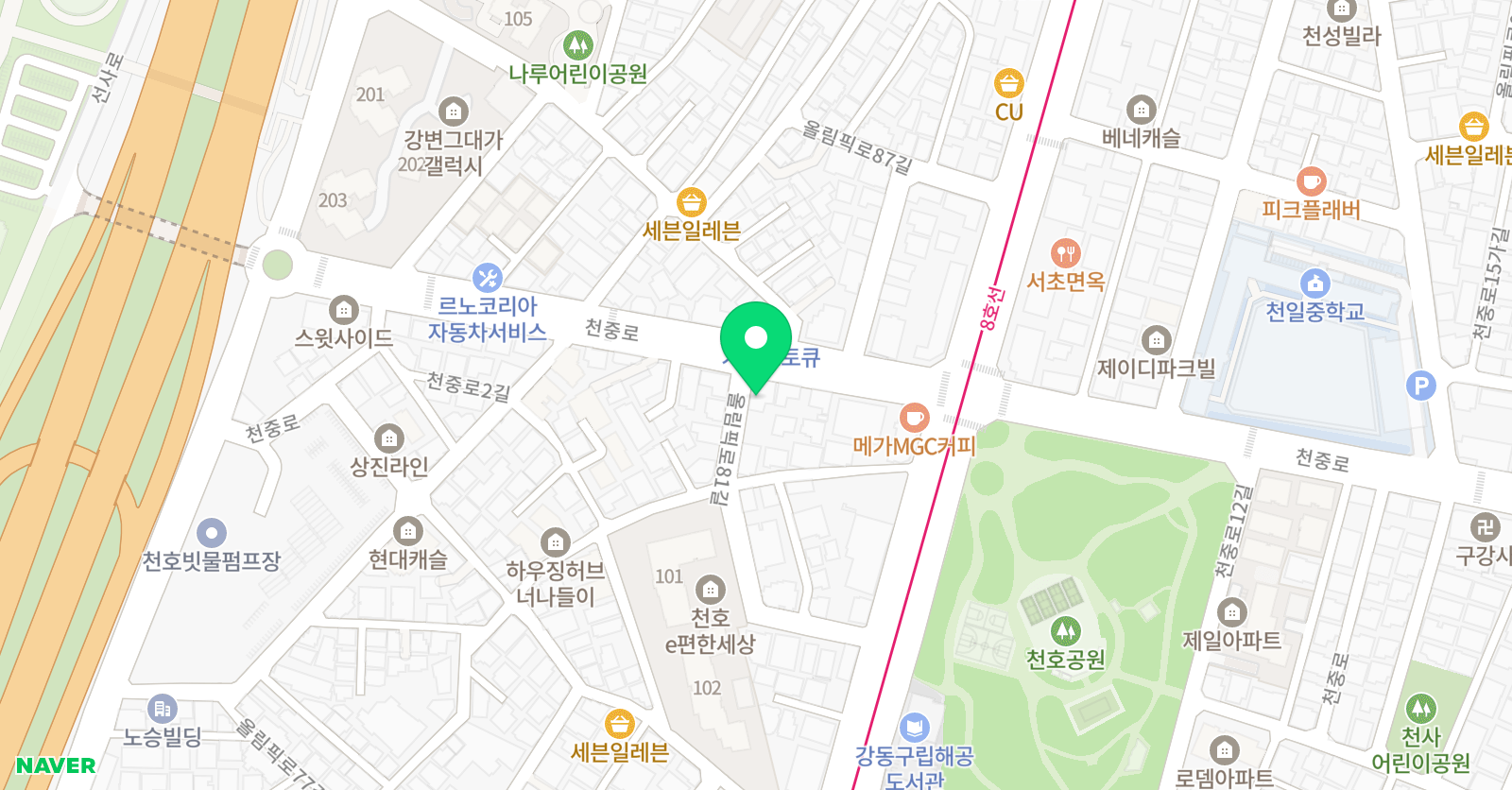 아소비 강동헤리티지자이점 위치