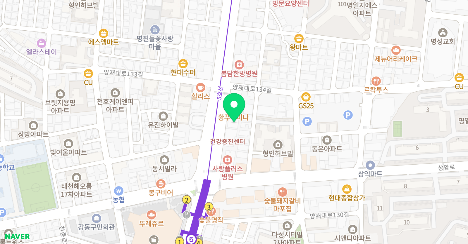 에이프릴 어학원 강동명일캠퍼스 위치