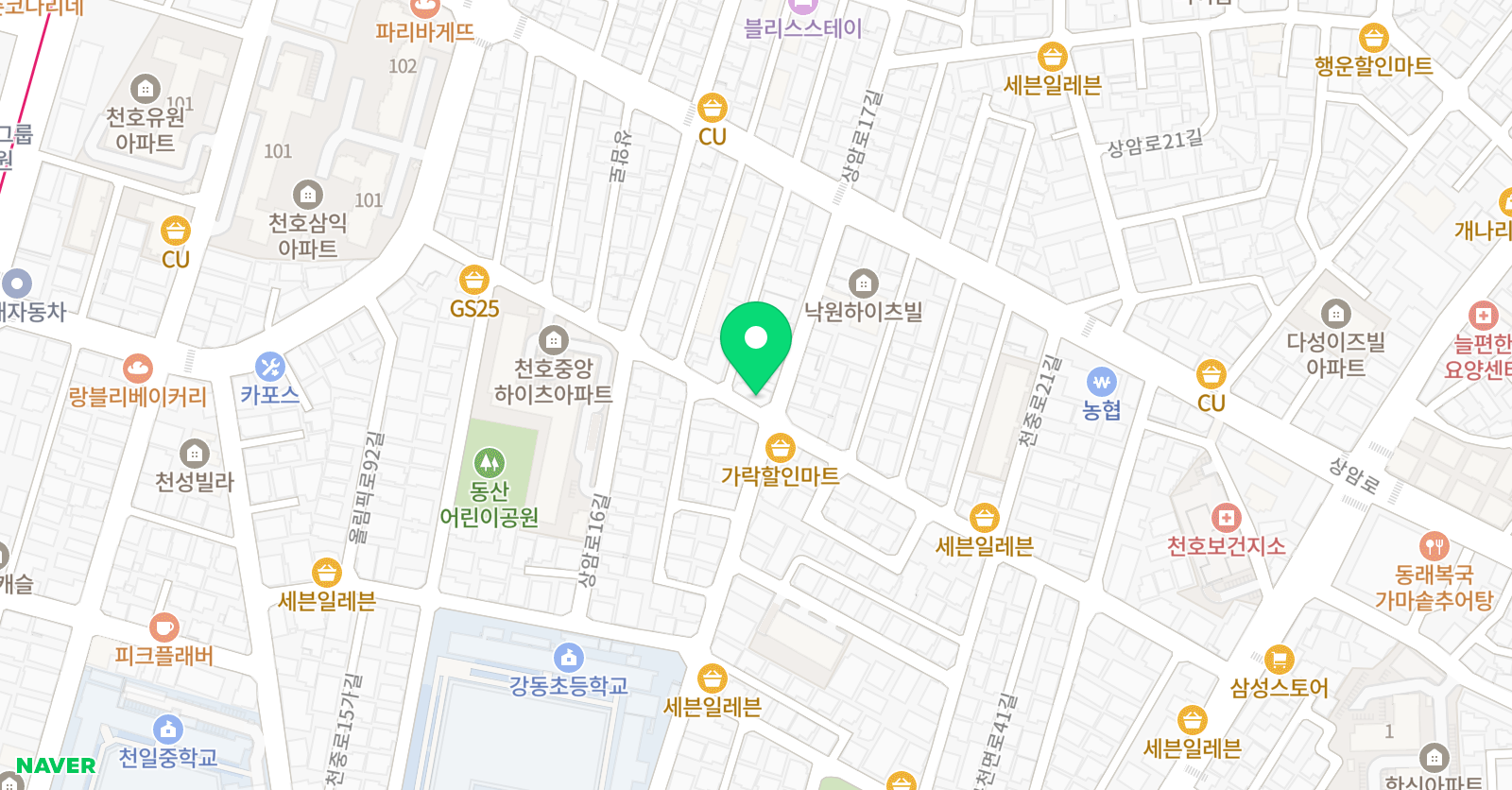 뮤엠 영어 강동미나점 위치