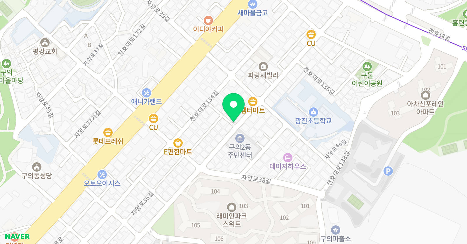 유니팝 미술학원 광진구의센터 위치