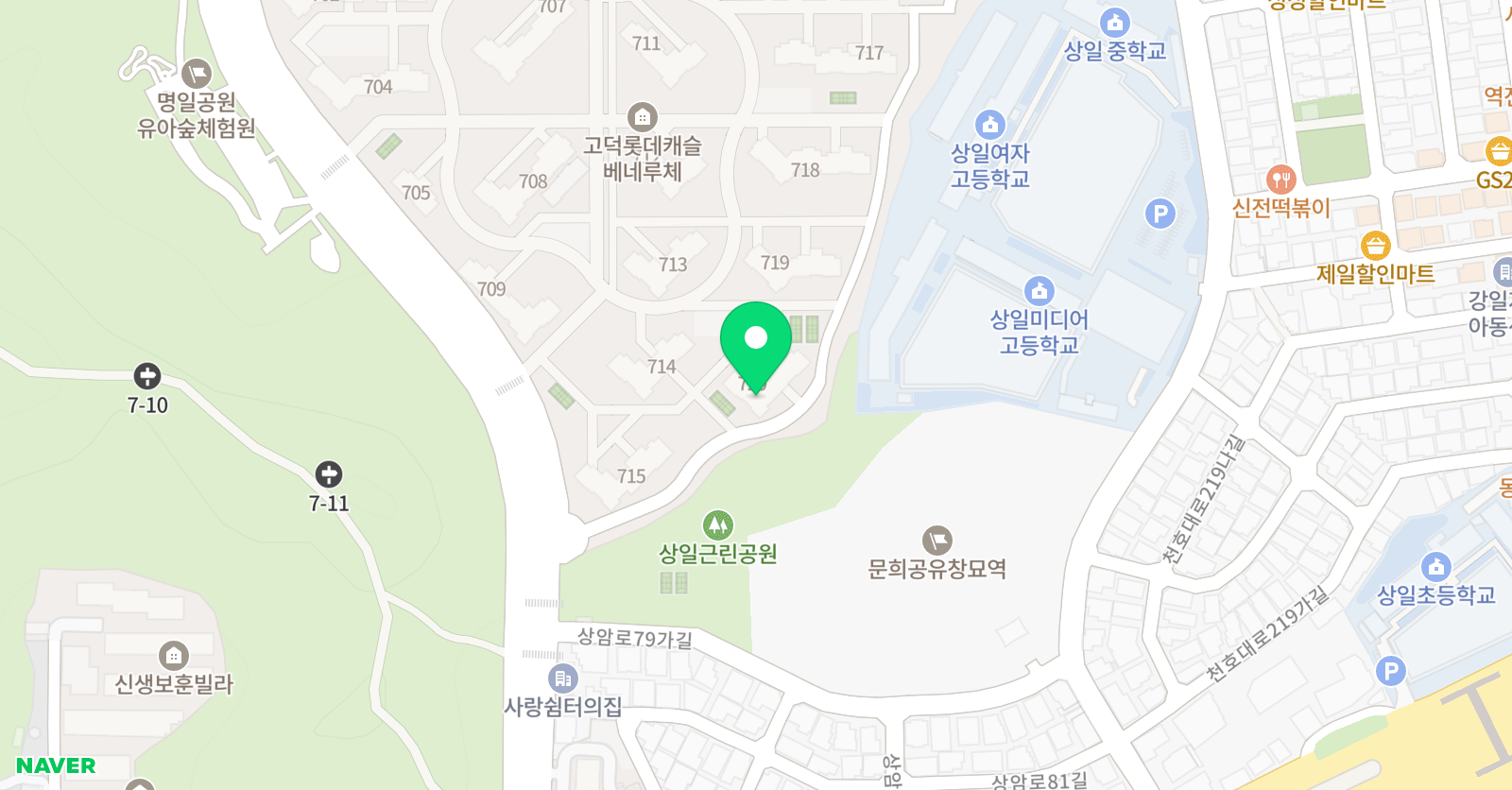 뮤엠 영어학원 고덕베네루체 NEST 위치