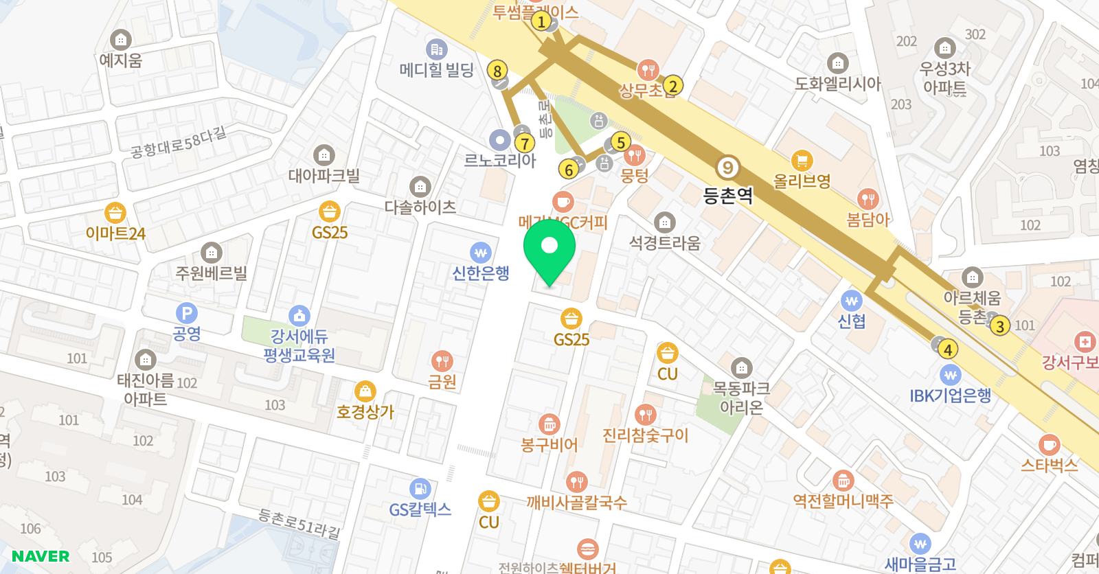 비쥬발레 학원 위치