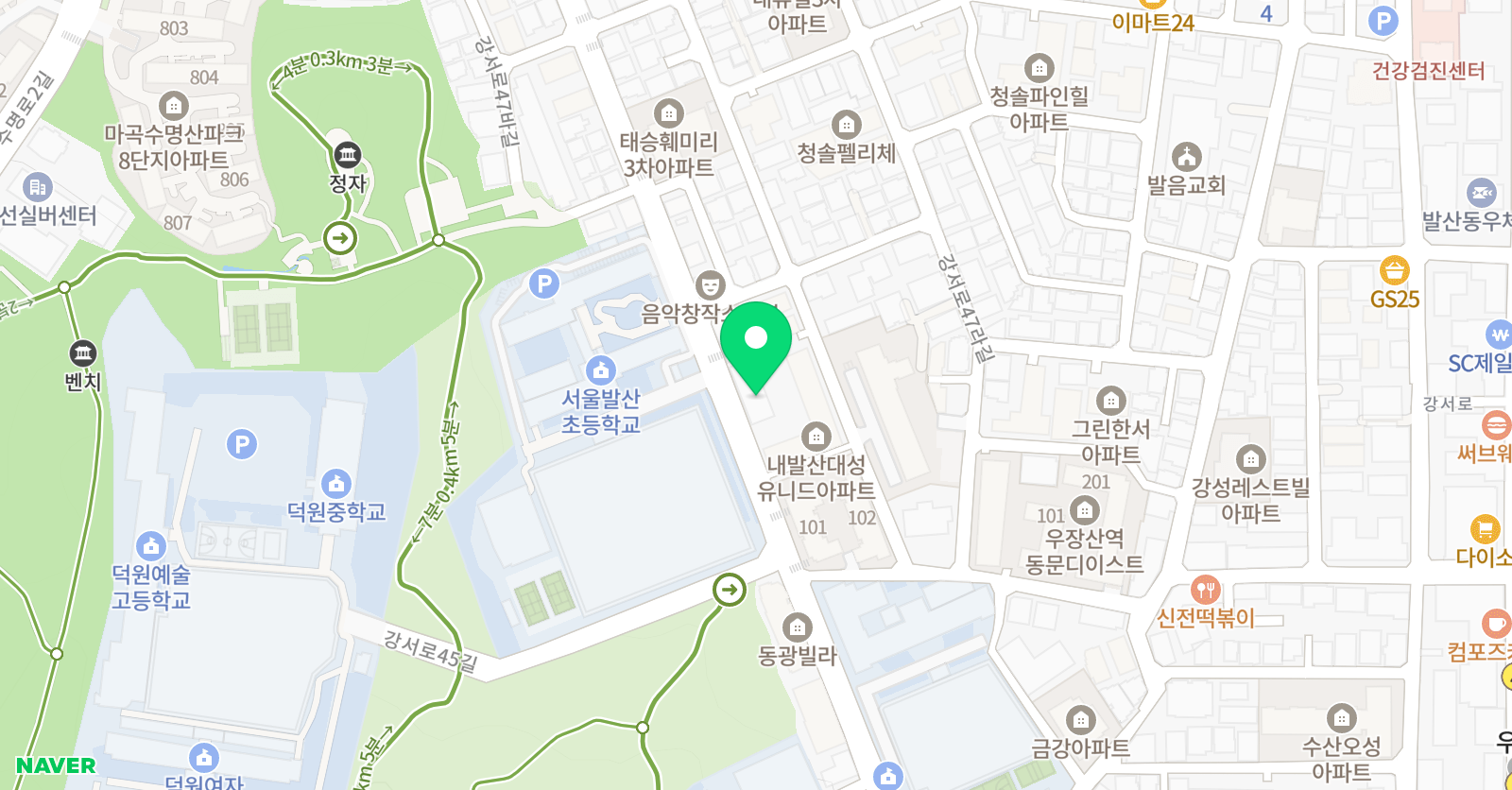YBM잉글루 발산학원 위치