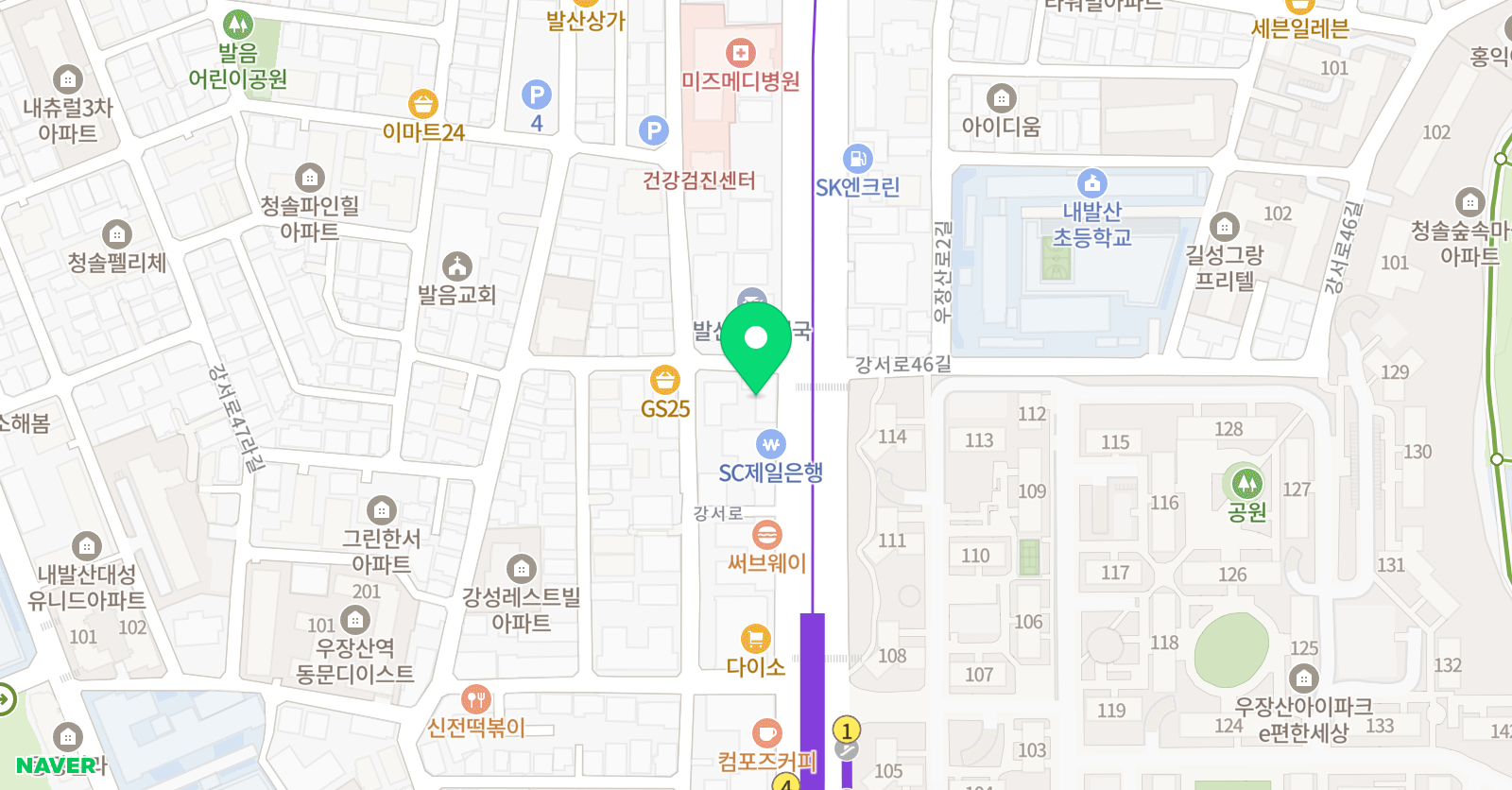 한미르 학원 위치