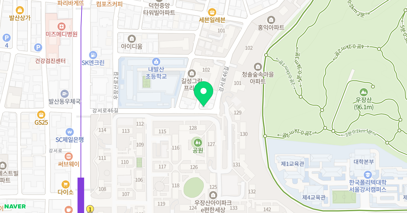 내발산초 비룡 태권도 줄넘기학원 위치