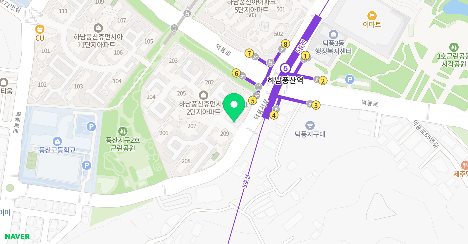 스마트해법 수학 덕풍주공2점 위치