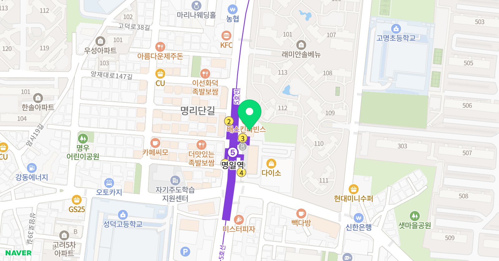 와이키즈 수학과학학원 강동센터 위치