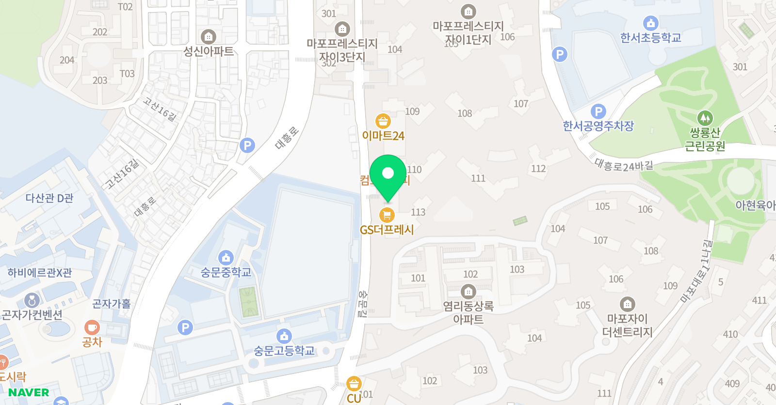 리드인 마포프레스티지자이점 위치