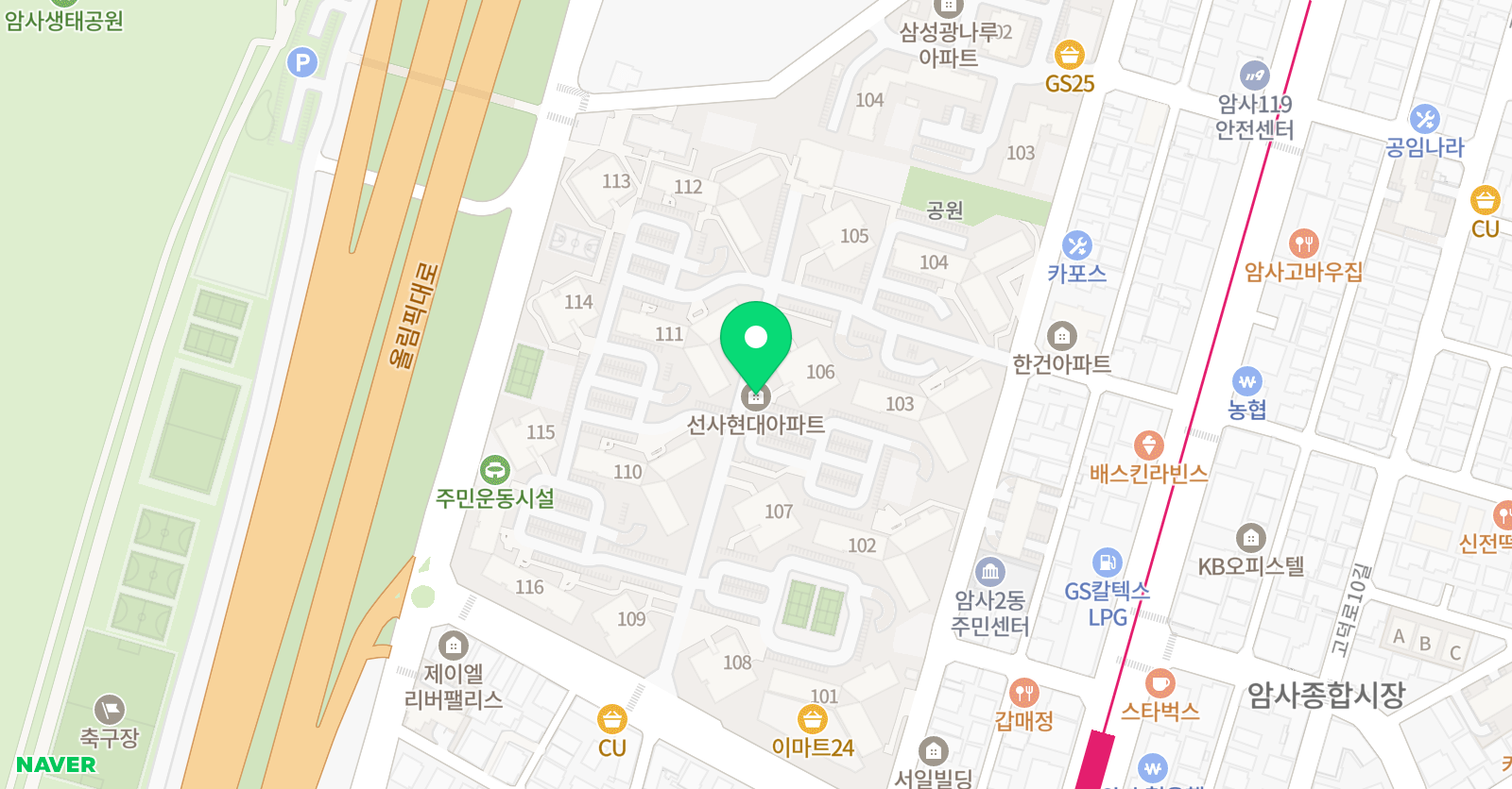ERC 영어독서클럽 선사현대점 위치